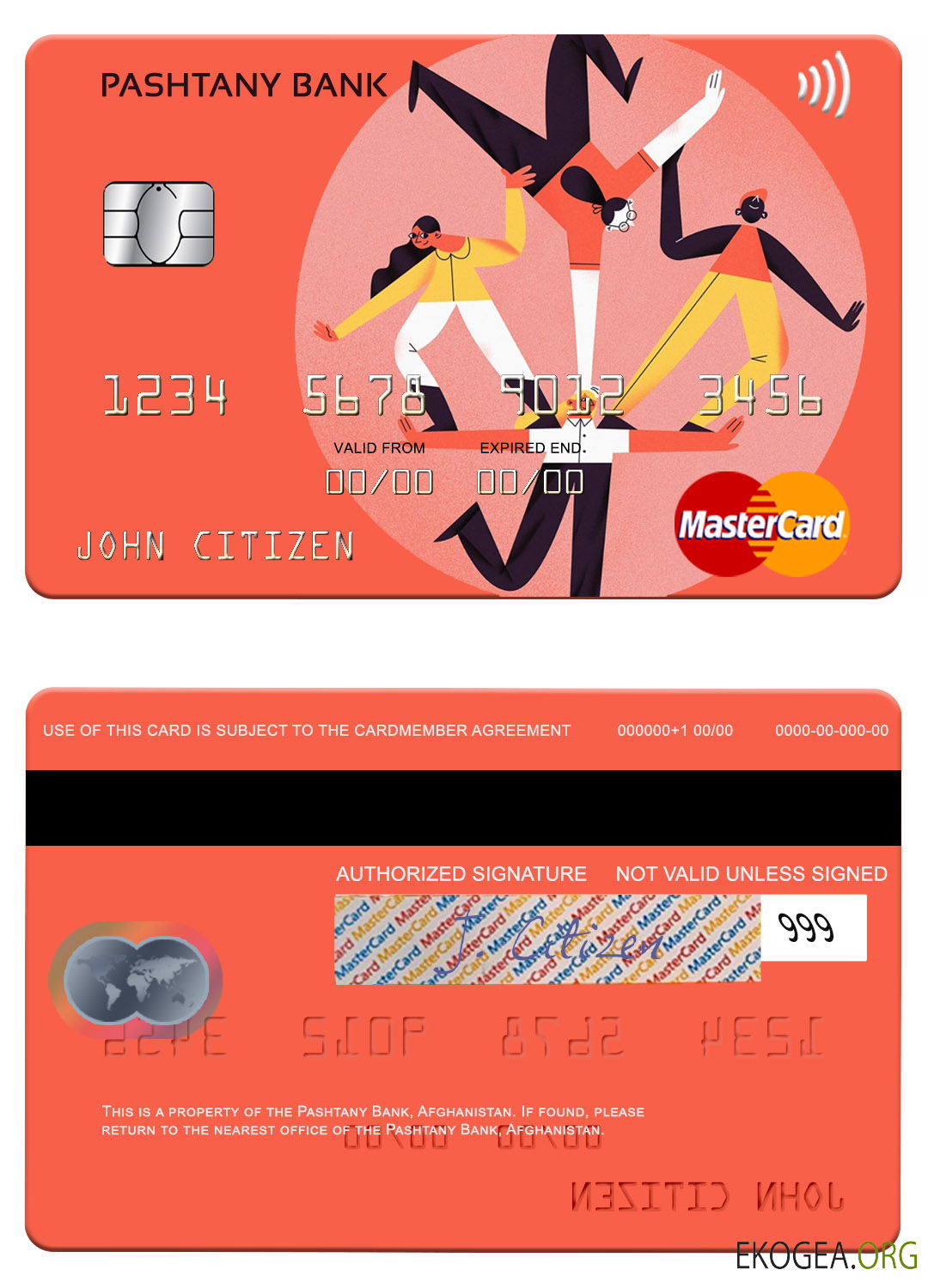 Carte maîtresse de la Banque Pashtany d'Afghanistan